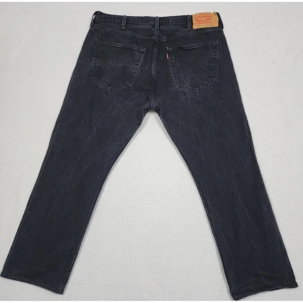 Levis 505 Jeans Mens Size 40x30 Black Regular Fit Straight Pants Button Fly